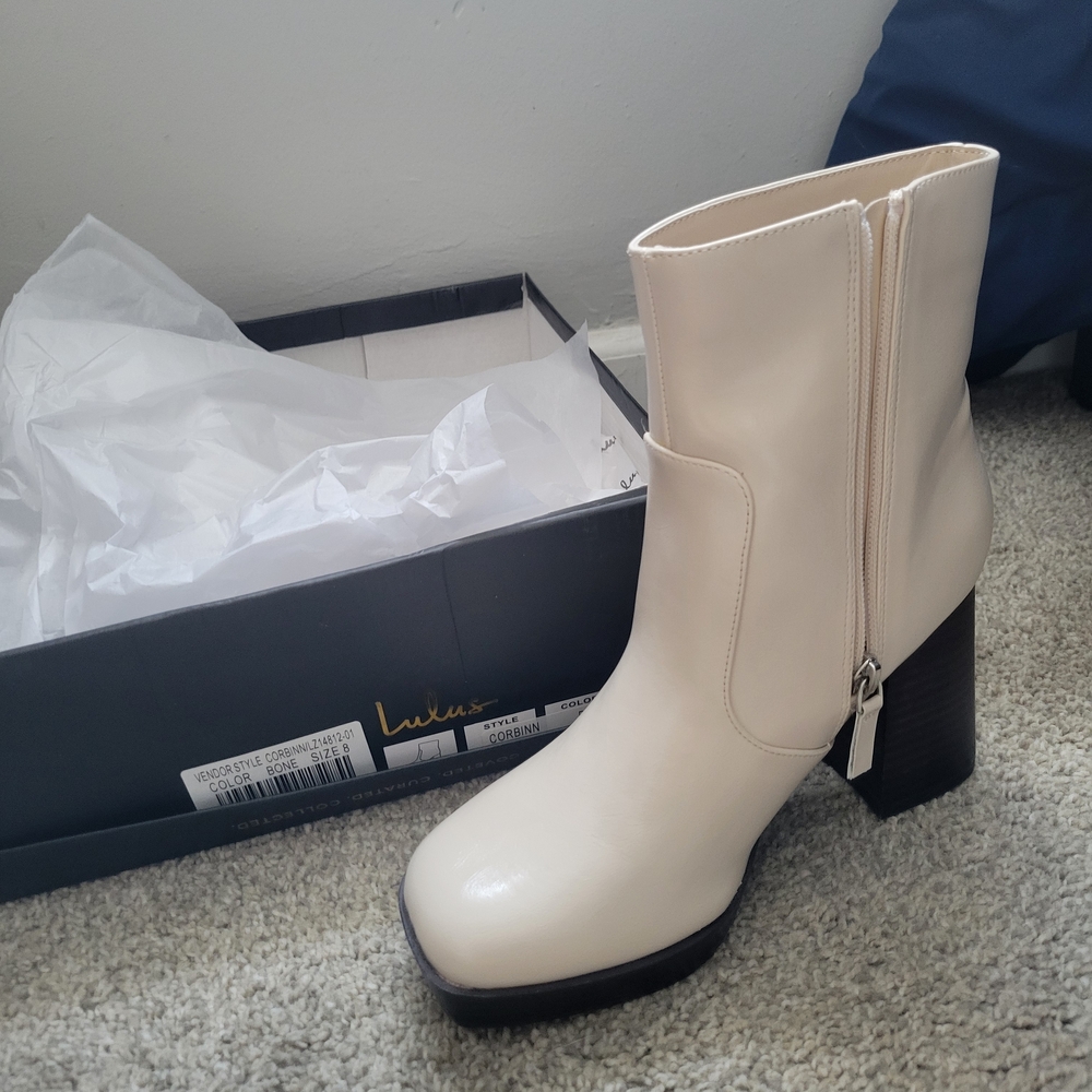 Lulu's Elegant Cream Heeled Boots